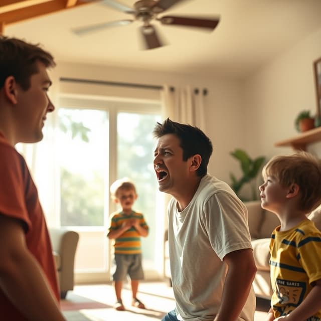 Father Yelled at His Crying Boys in the Living