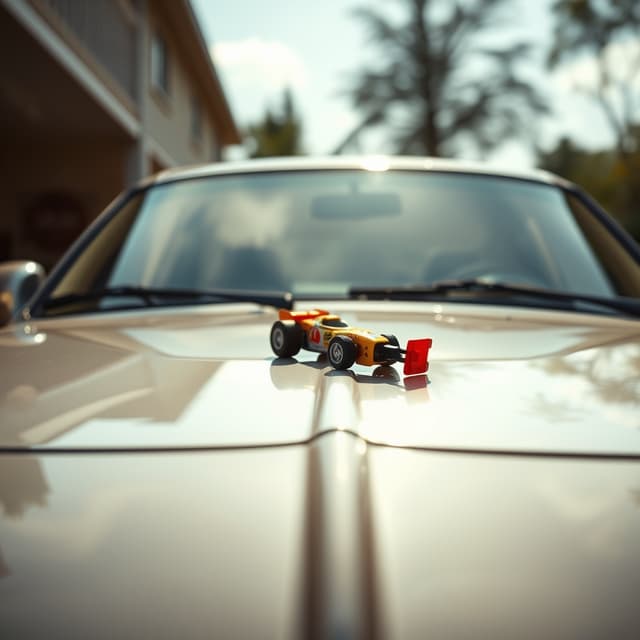 The Toy Left on the Shiny Hood of the Car