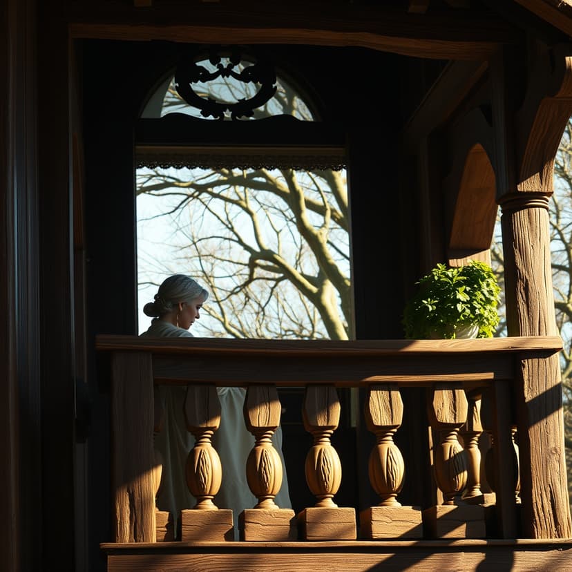 The Stepmother's Secret Push on the Oak Balcony