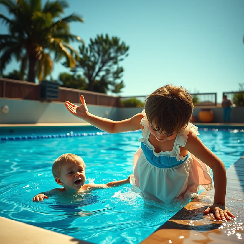 The Maid Jumped Into The Pool To Save The Little Boy