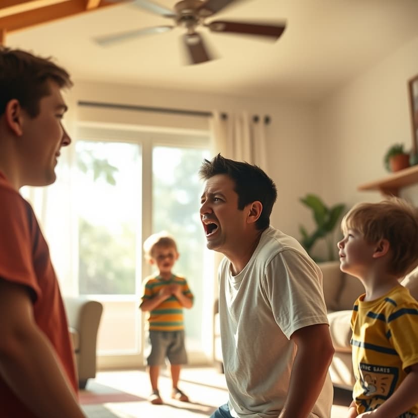 Father Yelled at His Crying Boys in the Living