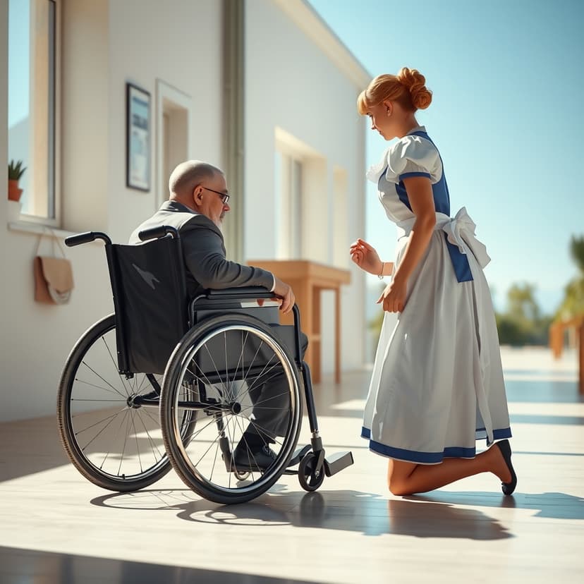 The Maid Kneeled Before the Man in the Wheelchair Until He Stood Up
