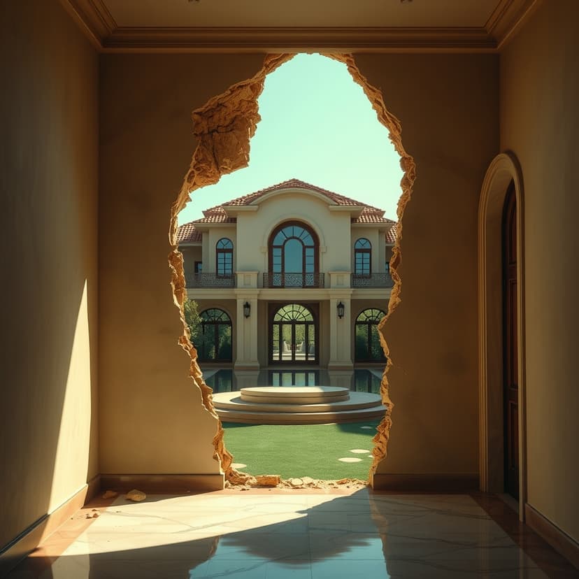 Behind the Broken Drywall of the Luxury Mansion