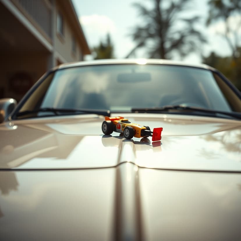 The Toy Left on the Shiny Hood of the Car